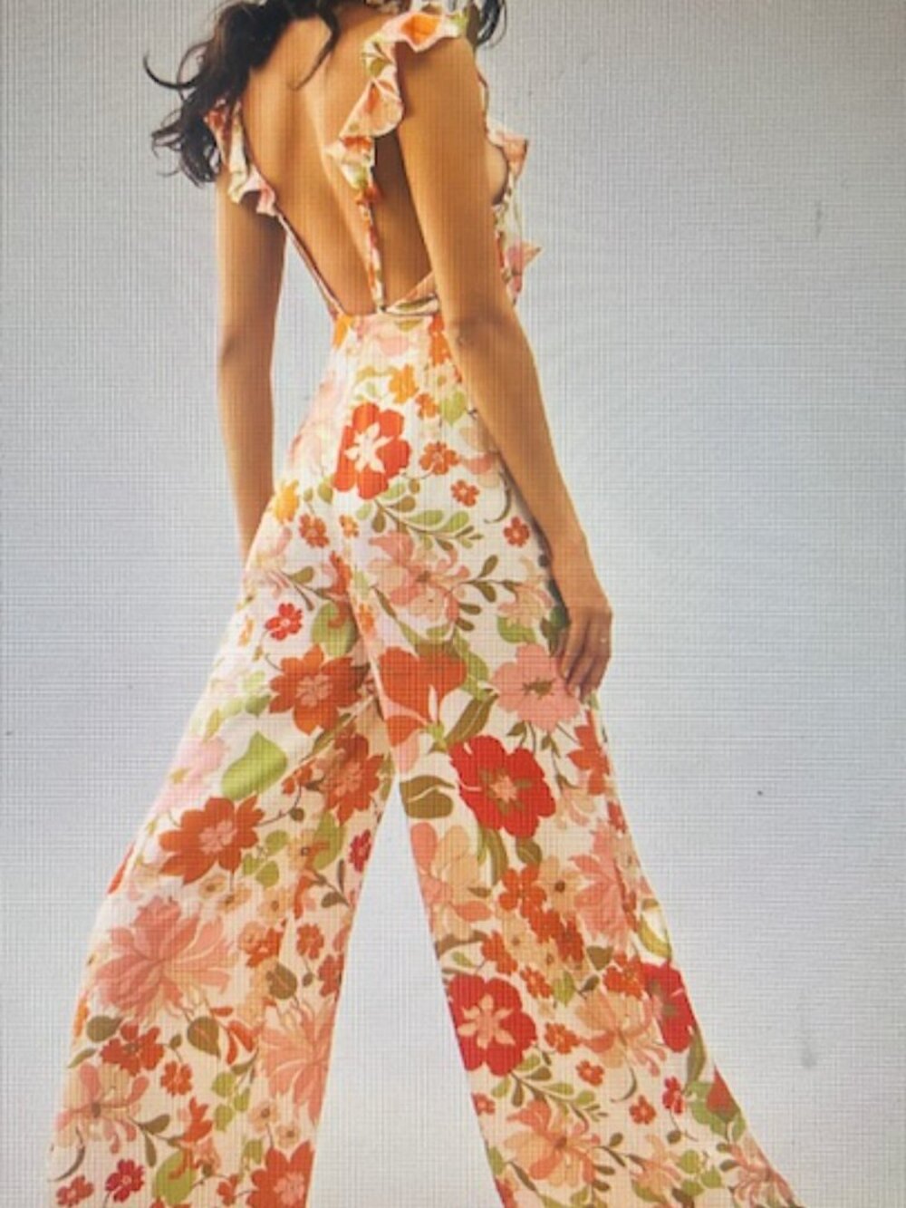 Anthropologie Elliatt Heliconia Bold Floral Flowing Ruffle Low Back Jumpsuit NWT - Picture 2 of 16